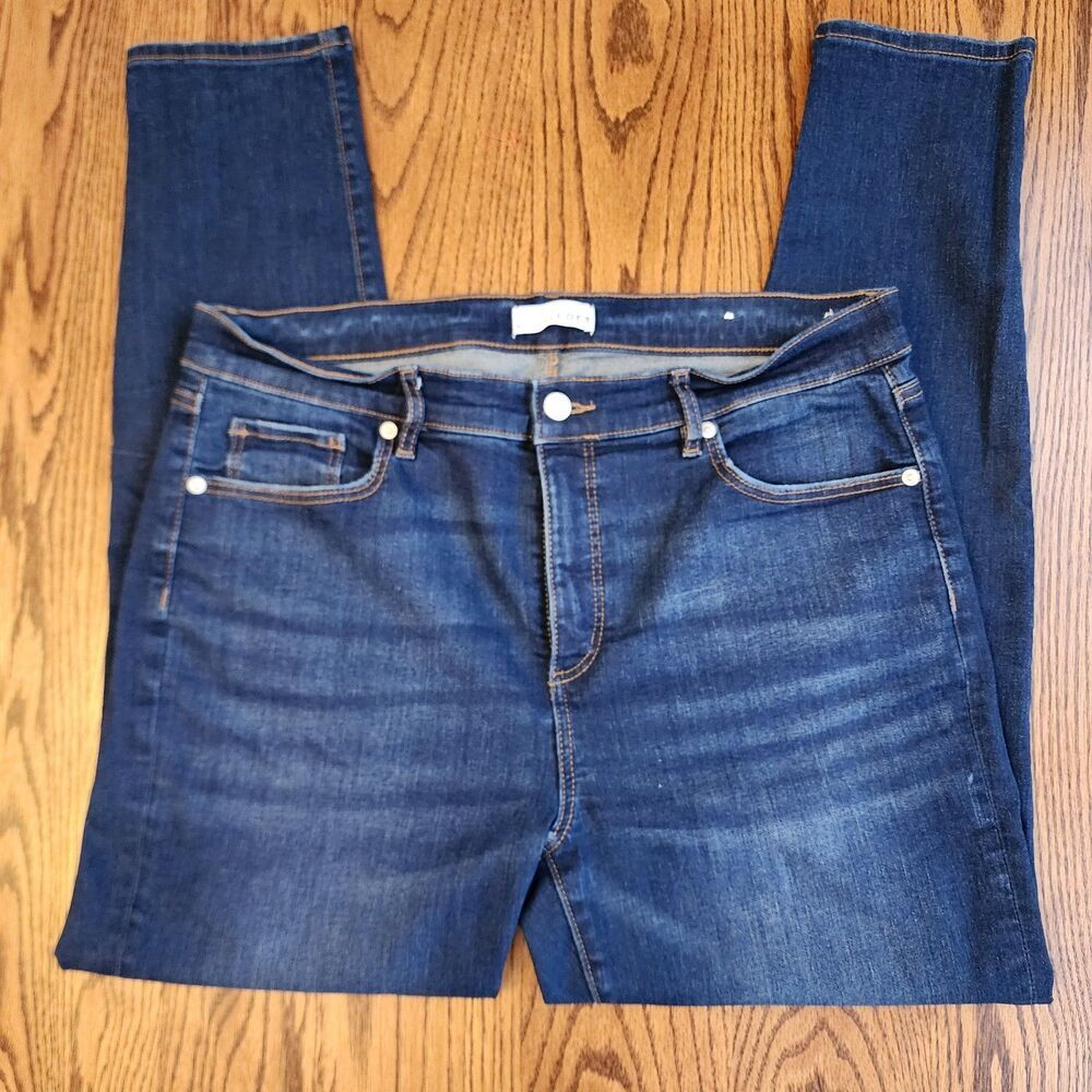 Loft The Skinny Jeans Size 14 Dark Wash Stretch Denim Excellent